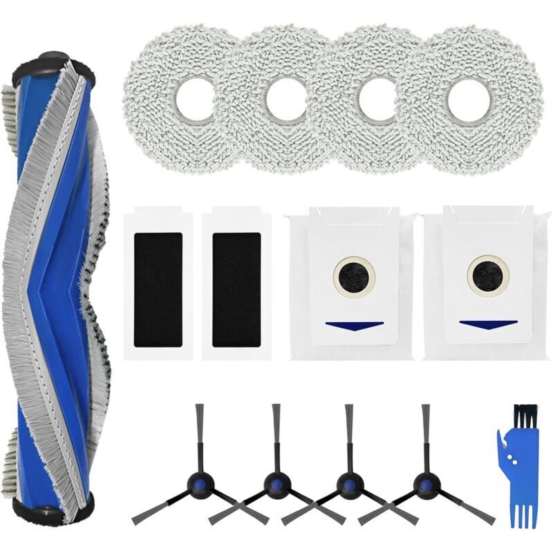 Set of 14 replacement accessories for Ecovacs X5 PRO: 1 main brush, 2 dust bags, 2 HEPA filters, 4 coil pads, 4 side brushes, 1 brush