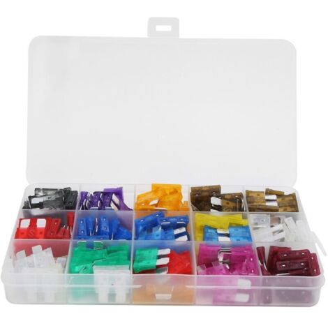 Set of 150 automotive fuses, 2A/3A/5A/7.5A/10A/15A/20A/25A/30A/35A/40A, DUBUNS