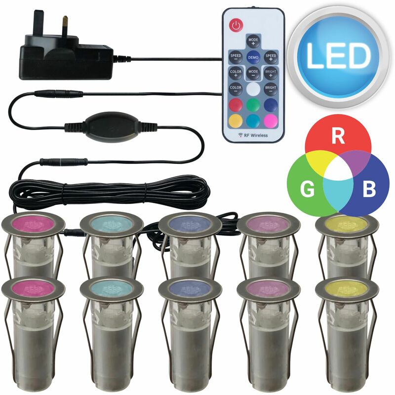 RGB Decking Lights Colour Changing Plinth Deck Kitchen Garden Bathroom