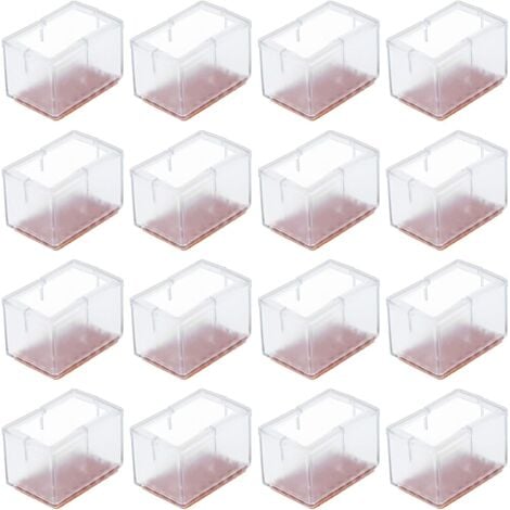 Set of 16 Non-Slip - PVC Rectangular Caps for Chair Legs, Furniture Legs HIASDFLS