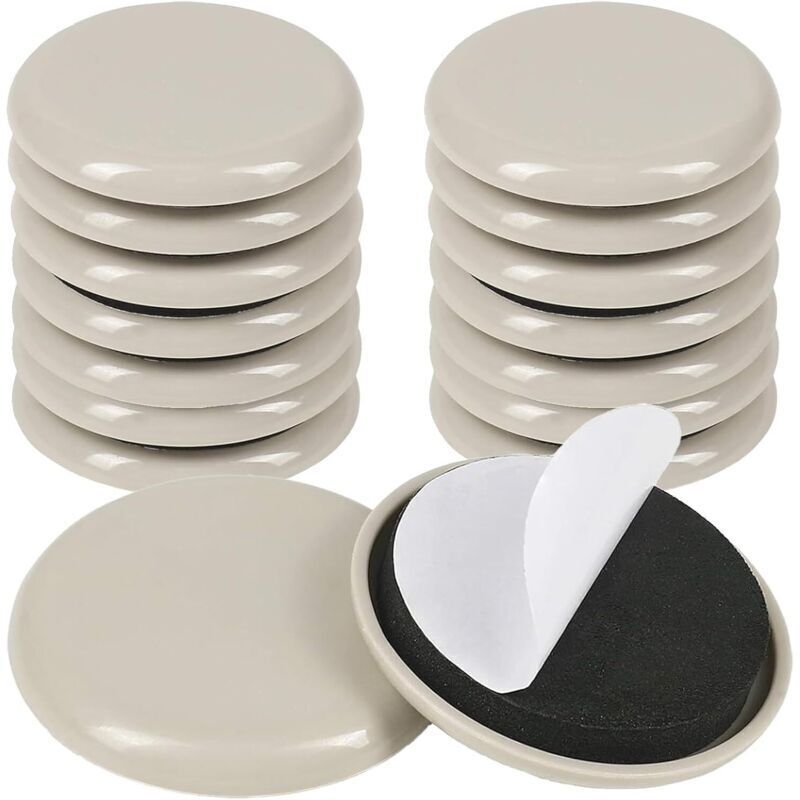 Set of 16 pieces, Teflon Auto Furniture Glides, Furniture Gliders, for moving heavy furniture, protects floors and carpeted furniture (5cm round)