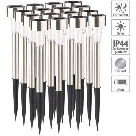 Set of 16 solar LED bollard lights, garden stake lights