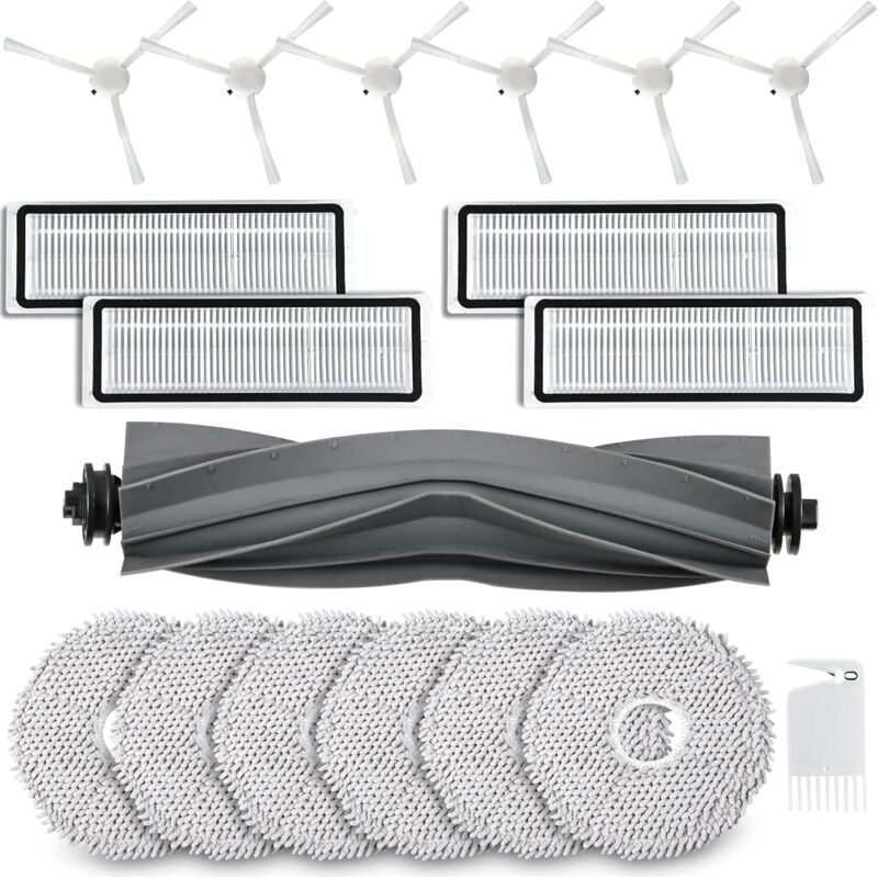 Set of 18 accessories for Dreame L10s / L10 Ultra / L10 Prime robot vacuum cleaners, including 1 main brush, 6 cleaning cloths, 4 filters, 6 side