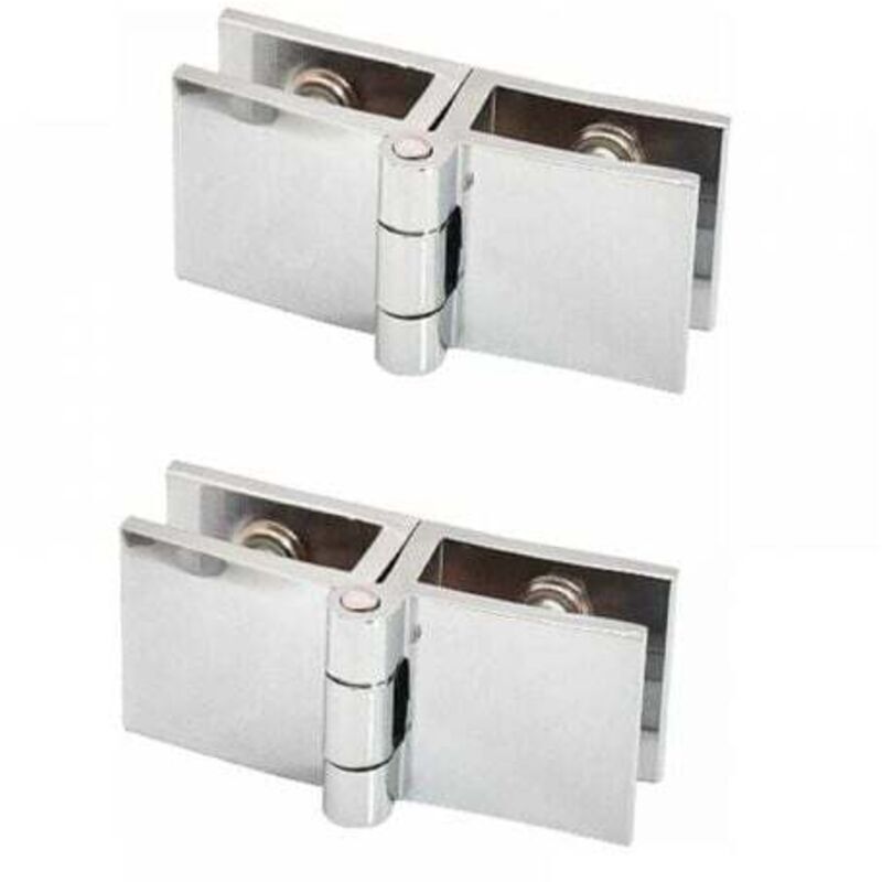 Set of 2 180-degree glass door hinges, no drilling required, clip for glass thicknesses of 5 to 8 mm