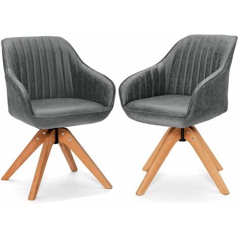 Set of 2 360° Swivel Accent Chair Ergonomic Leisure Armchair Padded Lounger Seat
