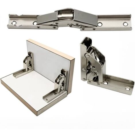 Set of 2 90-degree folding door/shelf hinges for tables and furniture