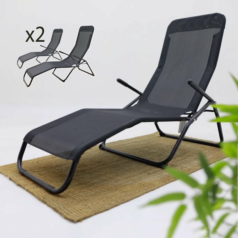 Set of 2 Adjustable Siesta Textilene Sun Lounger Chairs