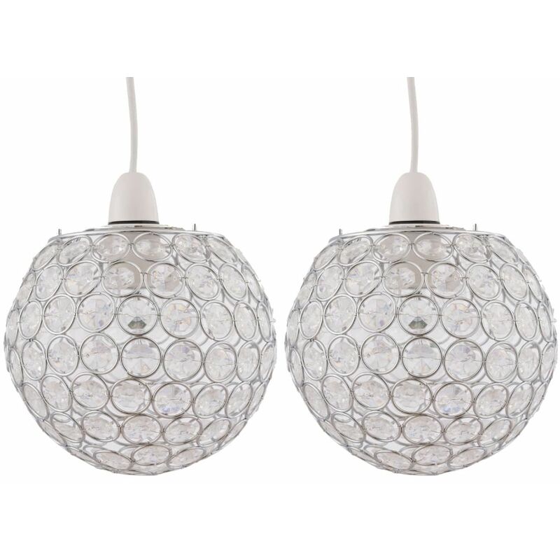 First Choice Lighting - Set of 2 Clear Jewelled Globe Light Shades