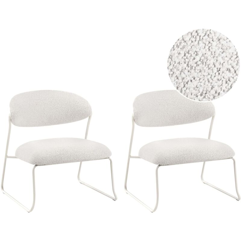 Beliani Set Of 2 Armchairs Kolsva Fabric Off-white