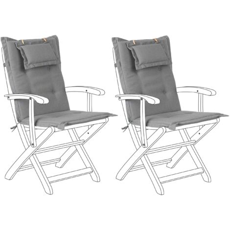 Set of 2 Back/Seat Cushions MAUI 40 x 54 cm Grey
