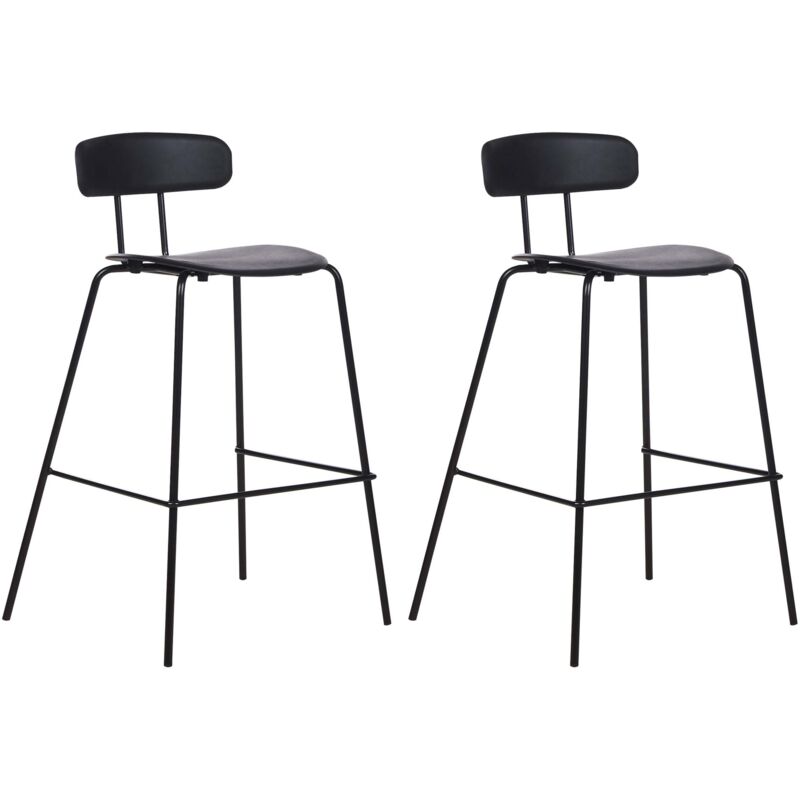 Beliani - Set Of 2 Bar Chairs Counter Height Bar Stools Plastic Seat Metal Legs Black Sibley