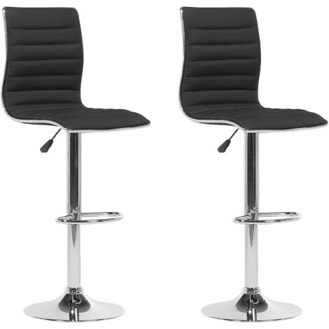 Set of 2 Bar Chairs LUCERNE Swivel Black