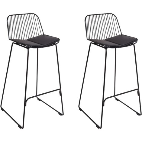 Set of 2 Bar Chairs PENSACOLA Metal Black