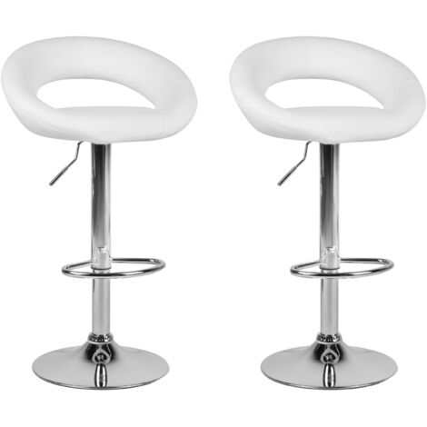 Set of 2 Bar Chairs PEORIA Faux Leather Swivel White