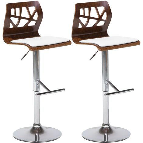 Set of 2 Bar Chairs PETERSBURG Faux Leather Swivel Brown/ White