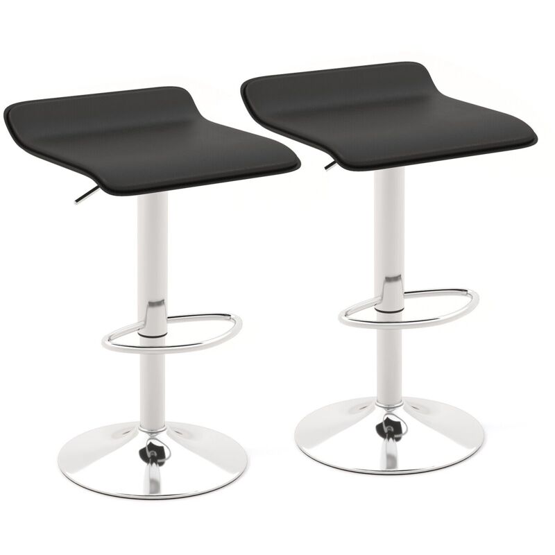 Set Of 2 Bar Stools Adjustable Height Swivel Counter Height Pub Dining Chair