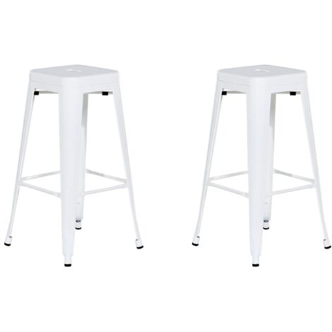 Set of 2 Bar Stools CABRILLO Metal White