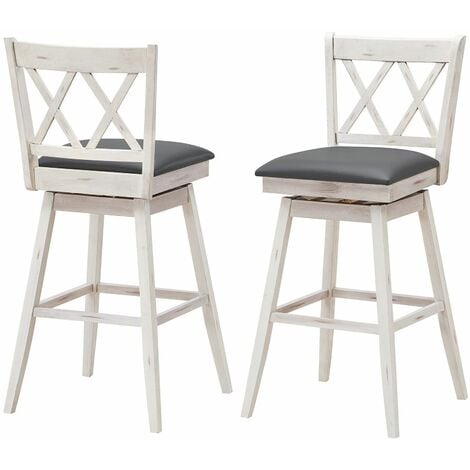 Set of 2 Bar Stools Counter Height Chair Pub 360 °Swiveling Upholstered Seat 29"