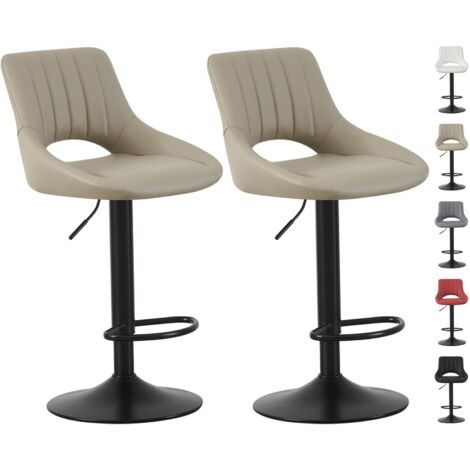 Set of 2 Bar Stools, Height Adjustable Swivel Barstools, Counter Stools with Backrest, Faux Leather Seat, Footrest and Metal Base for Home, Kitchen and Restaurant Stacey BROWN