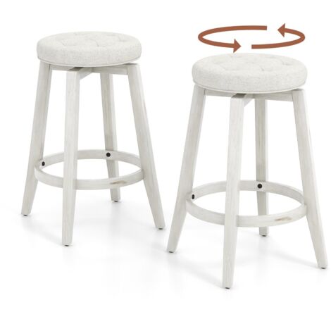 Set of 2 Bar Stools Kitchen Upholstered Counter Height Chair 360 °Swivel 66cm