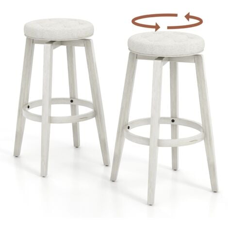 Set of 2 Bar Stools Kitchen Upholstered Counter Height Chair 360 °Swivel 76cm