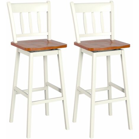 Set of 2 Bar Stools Wooden Counter Height Chair Pub Dining Chairs 360 °Swiveling