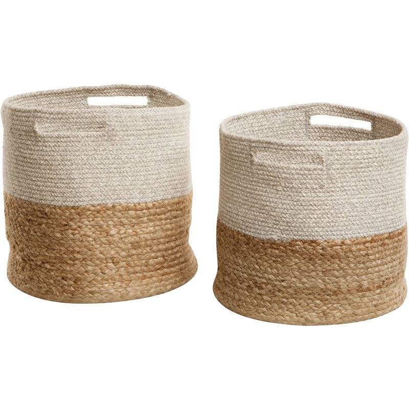 Beliani - Woven Cotton Jute Set of 2 Baskets Storage Laundry Bin Handles Naulla