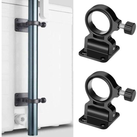 Set of 2 black folding parasol holders for fishing rods, wall-mounted umbrella holders, for beach, patio, yard, balcony, park