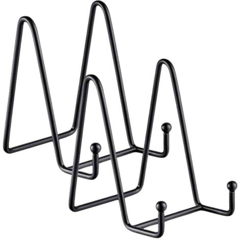Set of 2 black iron display stands, 15 cm, easel, metal photo frame for photos, books, pictures and illustrations (ferrous)