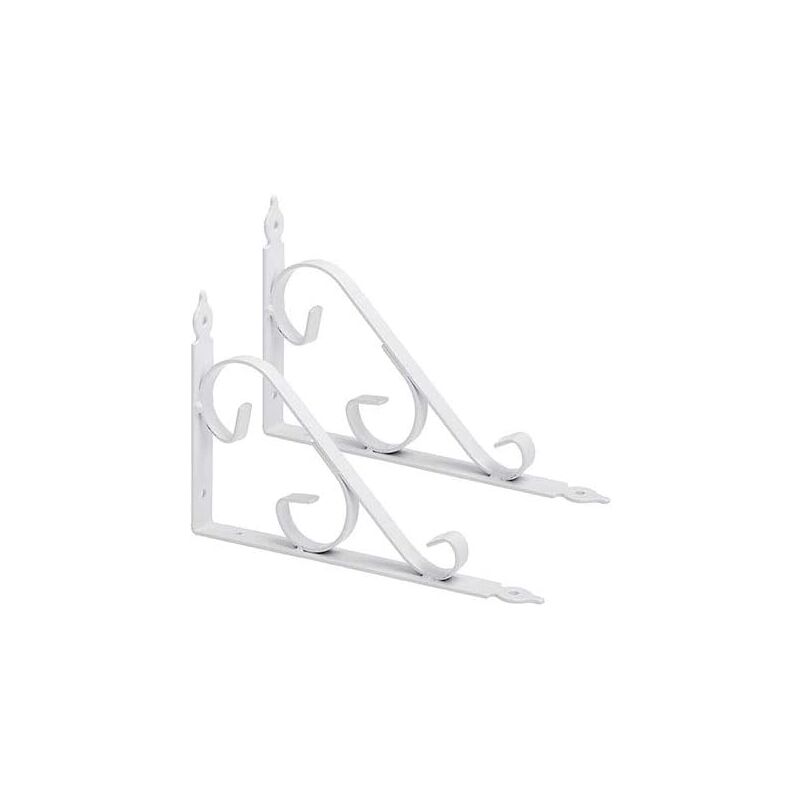 ZVD - Set of 2 Black Metal Corner Shelf Brackets 250 x 164mm, White