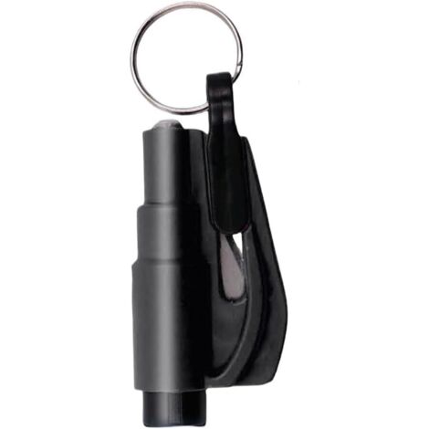 Set of 2 - Black seatbelt cutter window breaker, safety rescue tool, keychain window breaker