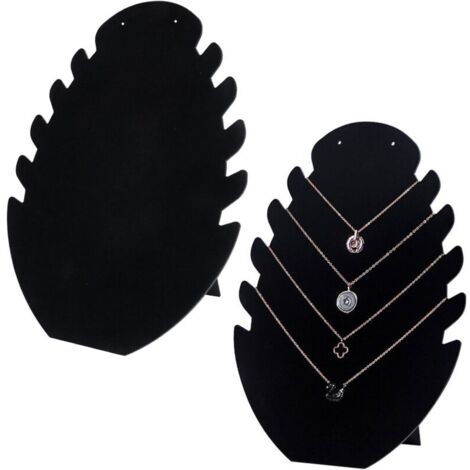 Set of 2 black velvet jewelry displays with 5 slots for jewelry, necklaces, bracelets