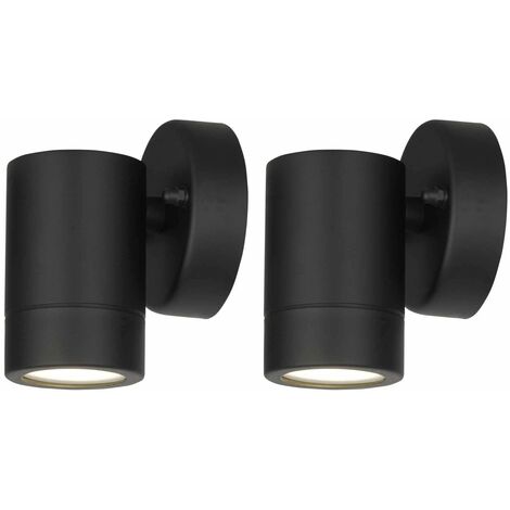 FIRST CHOICE LIGHTING Set of 2 Blaze - Black IP44 Outdoor Wall Washer Lights