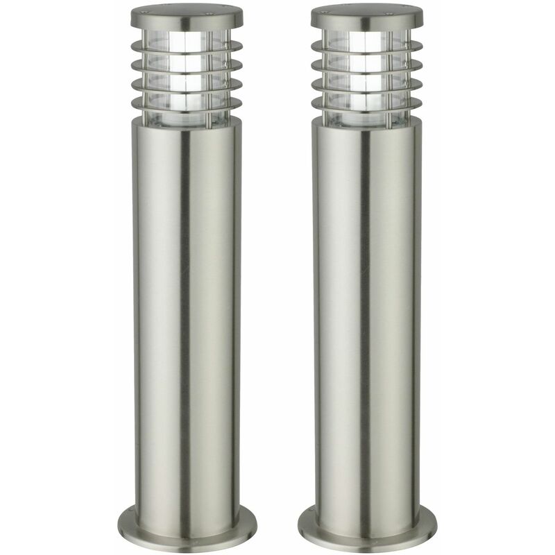 Set of 2 Bloom - Brushed Stainless Steel Outdoor Post Lights