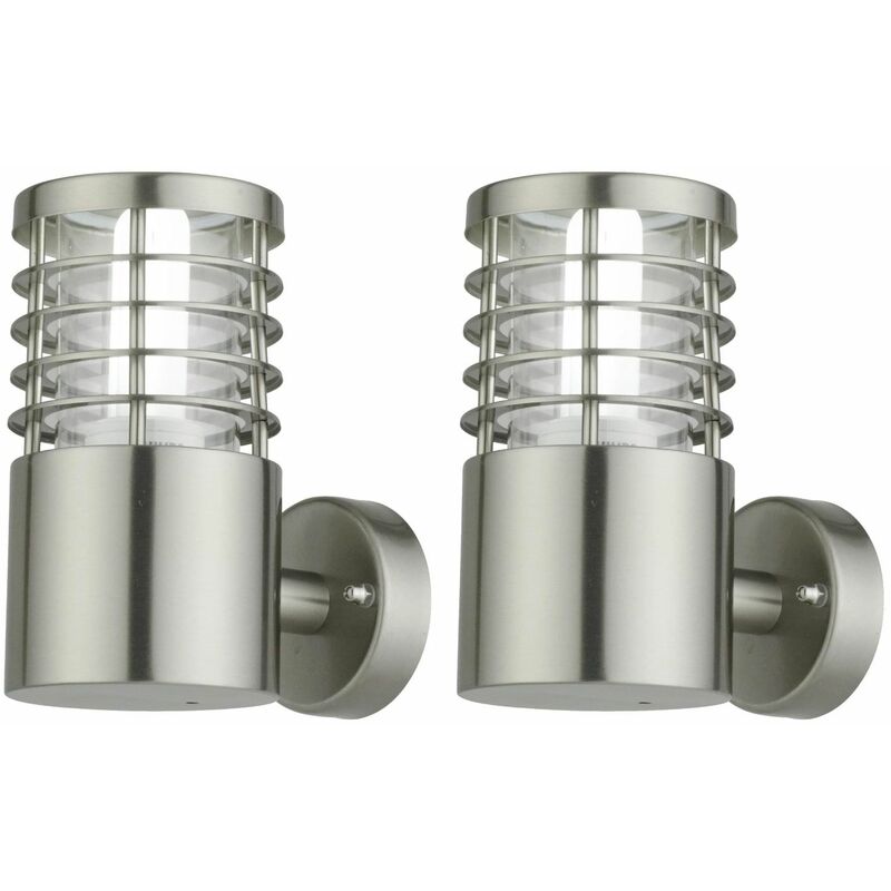 Set of 2 Bloom - Brushed Stainless Steel Outdoor Wall Lights