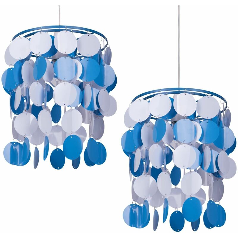 2 x Blue and White Easy Fit Light Shade