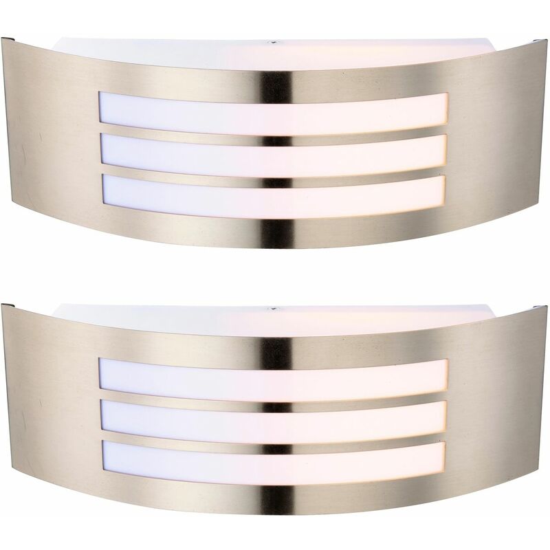 Set of 2 Camden - Stainless Steel Louvered Wall Lights