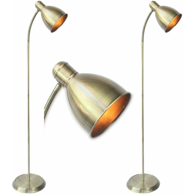 Set of 2 Carter - Antique Brass Floor Lamps
