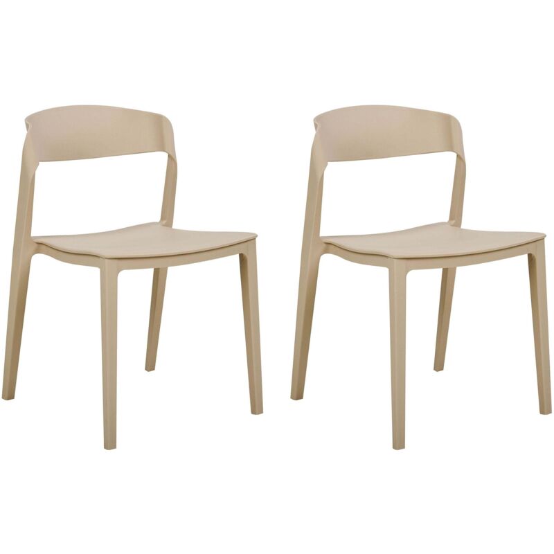 Beliani Set Of 2 Dining Chairs Somers Beige