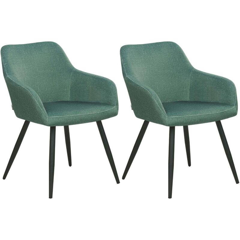 Beliani - Set of 2 Chairs Velvet Seats Metal Legs for Dining Room Kitchen Green Casmalia