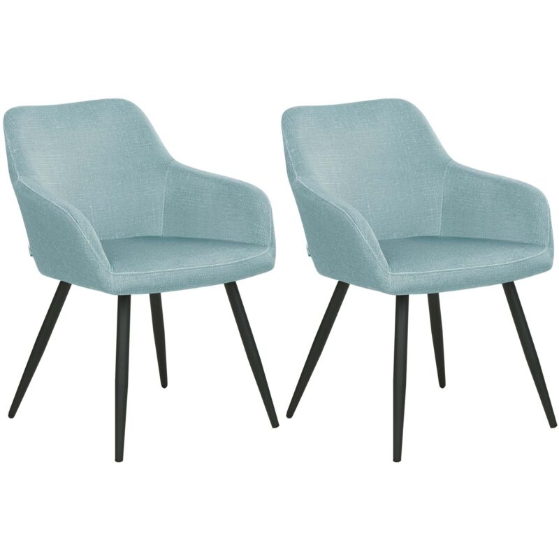 Beliani - Set Of 2 Chairs Velvet Seats Metal Legs For Dining Room Kitchen Light Blue Casmalia