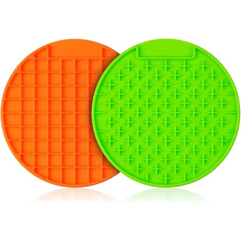 Set of 2 chat dog licking mats with slow silicone feeder with treats, yogurt or peanut butter
