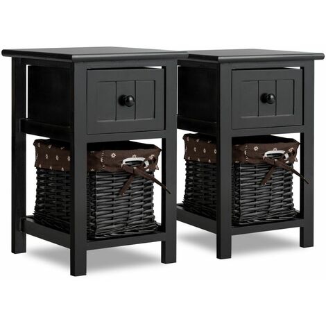 Set of 2 Chest of Drawers Side Table Beside Table Nightstand Removeable Baskets