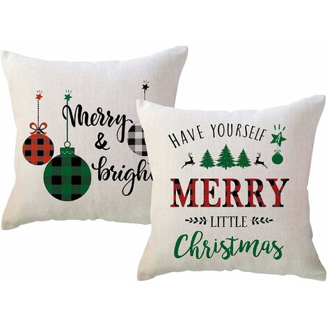 Nanan Christmas Pillow Covers 18x18 inch Set of 4 Decorative Farmhouse Throw Pillow Covers Holiday Rustic Pillow Cases for Sofa Couch Home Decor