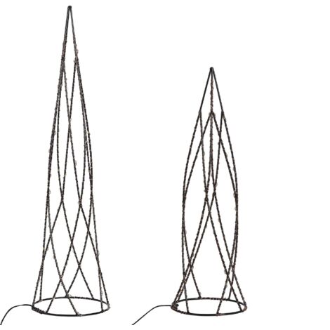 Set of 2 Christmas Decorations LED NEIDEN Christmas Tree 52/38 cm Silver