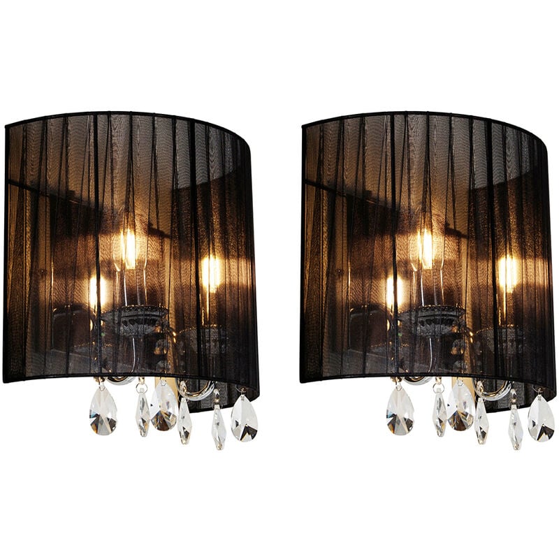 Set of 2 chrome wall lamps with black shade - Ann-Kathrin 2