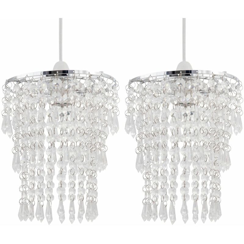 Set of 2 Clear Jewel Tiered Light Shades