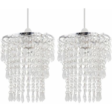 FIRST CHOICE LIGHTING Set of 2 Clear Jewel Tiered Light Shades