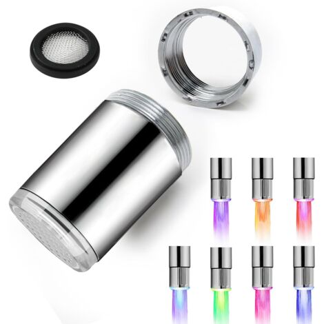 Set of 2 Colorful LED Water Faucet, Faucet Nozzle with 7 Colors Changing, LED Lighted Faucet, Water Faucet for Restaurants, Homes, Kitchen and Bathrooms
