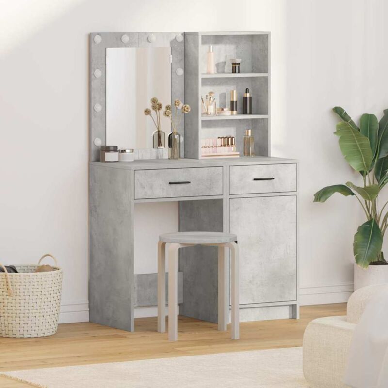 Dressing Table Set 2 Pcs Concrete Grey Engineered Wood Vidaxl